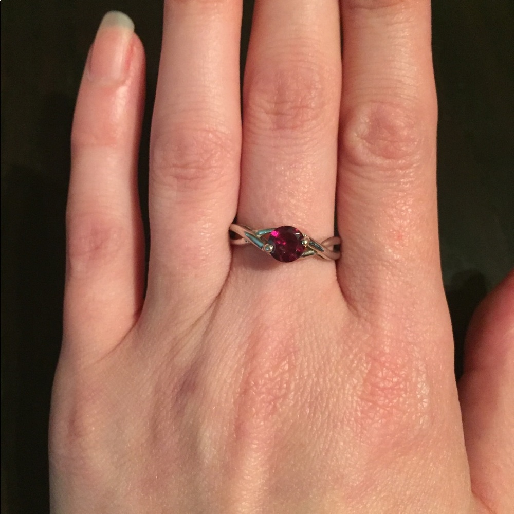 Silver and ruby ring